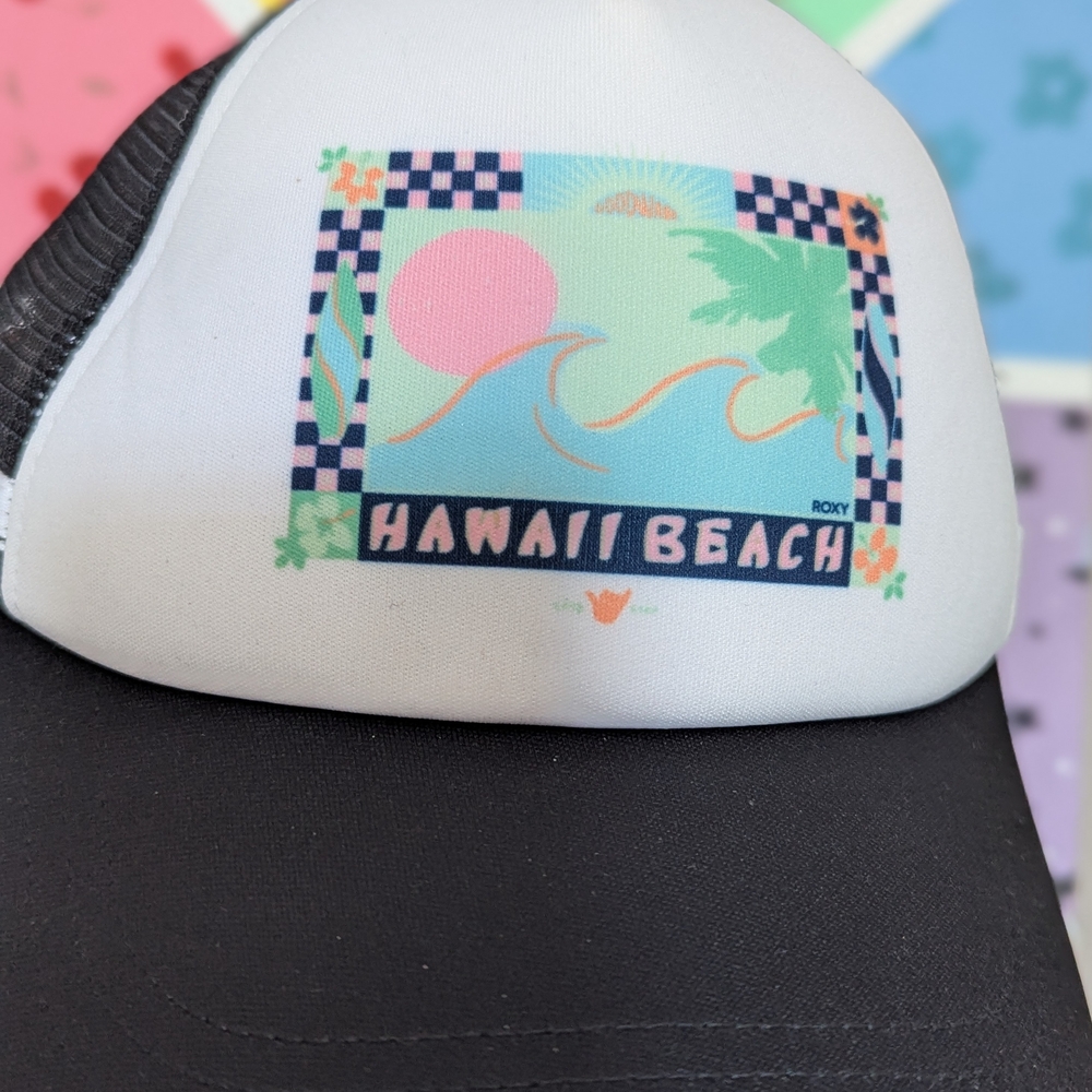 Roxy Black and White Hawaii Beach Cap